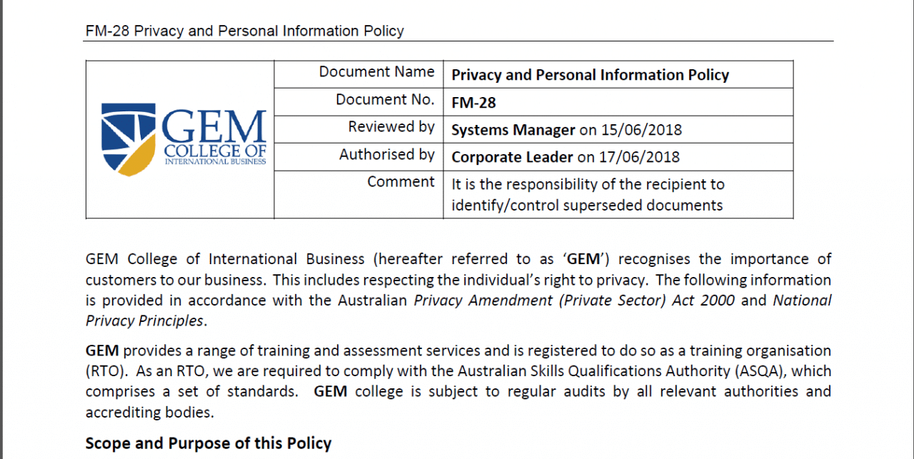 Prospectus GEM College of International Business