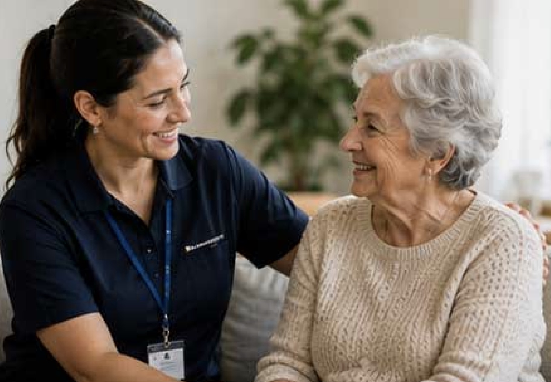 Aged support worker working with a client